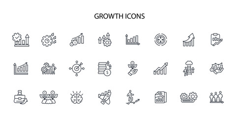 Growth icon set.vector.Editable stroke.linear style sign for use web design,logo.Symbol illustration.