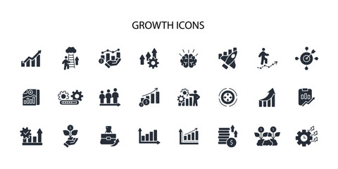 Growth icon set.vector.Editable stroke.linear style sign for use web design,logo.Symbol illustration.