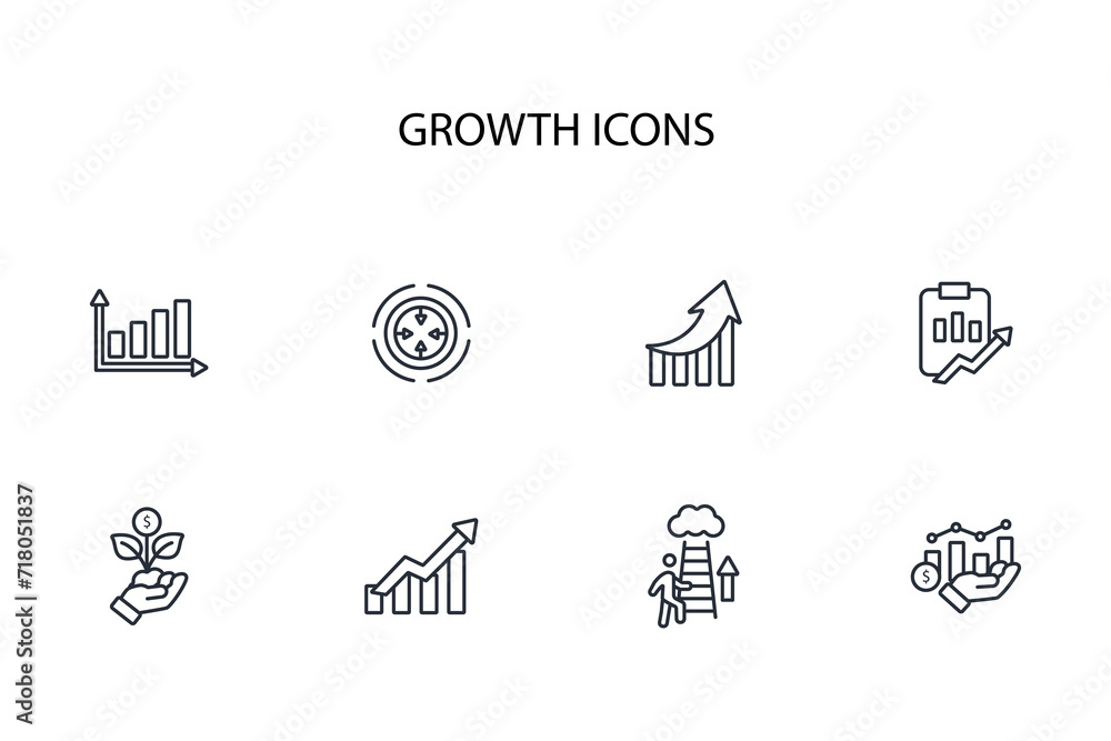 Poster growth icon set.vector.editable stroke.linear style sign for use web design,logo.symbol illustration