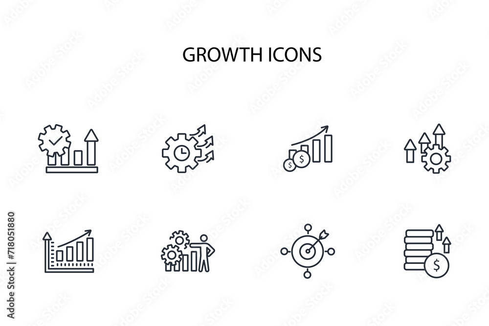 Poster growth icon set.vector.editable stroke.linear style sign for use web design,logo.symbol illustration