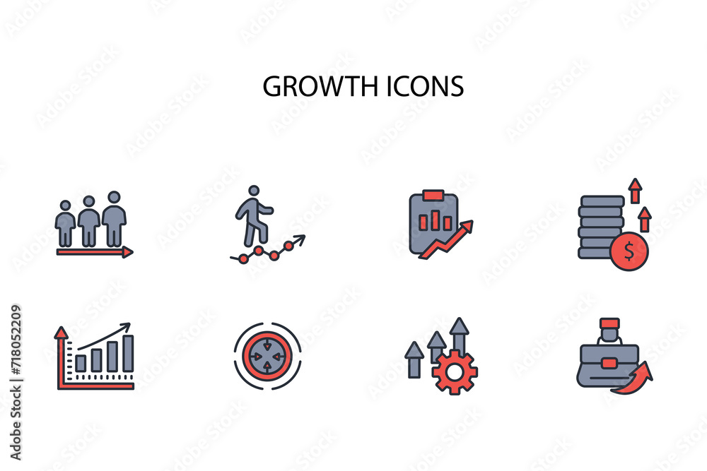 Poster growth icon set.vector.editable stroke.linear style sign for use web design,logo.symbol illustration