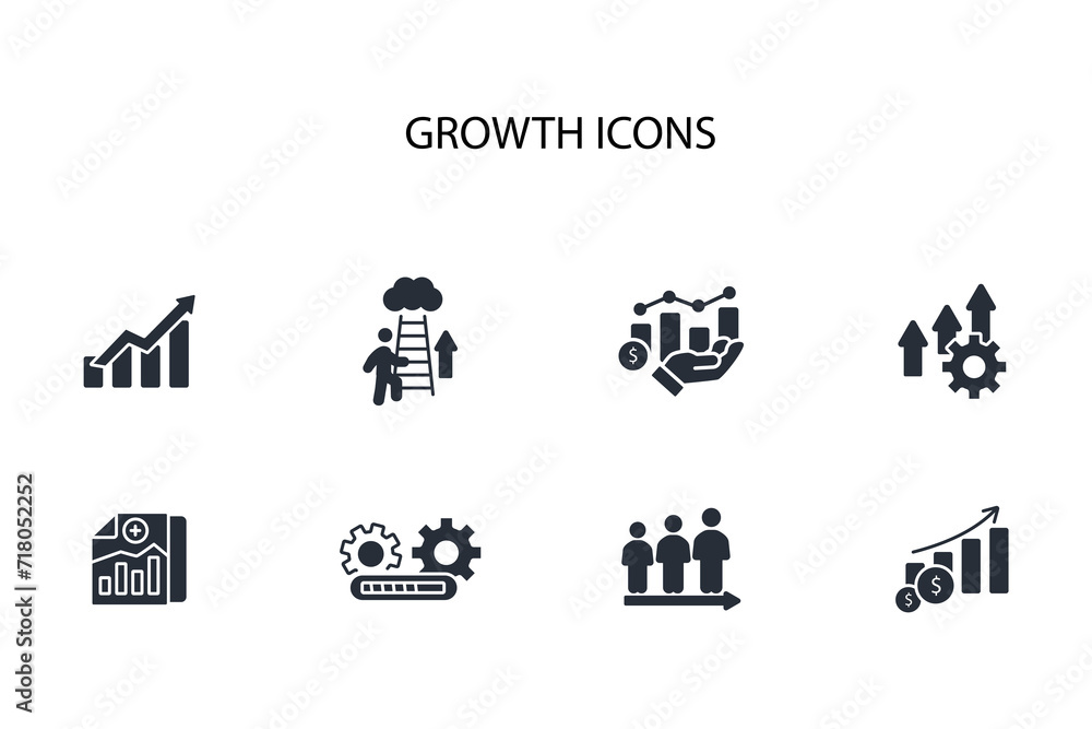 Poster growth icon set.vector.editable stroke.linear style sign for use web design,logo.symbol illustration