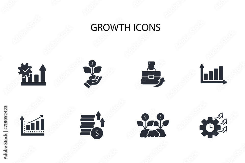Poster growth icon set.vector.editable stroke.linear style sign for use web design,logo.symbol illustration