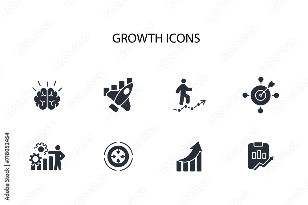 Poster growth icon set.vector.editable stroke.linear style sign for use web design,logo.symbol illustration