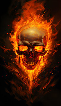 Skull Flaming Art