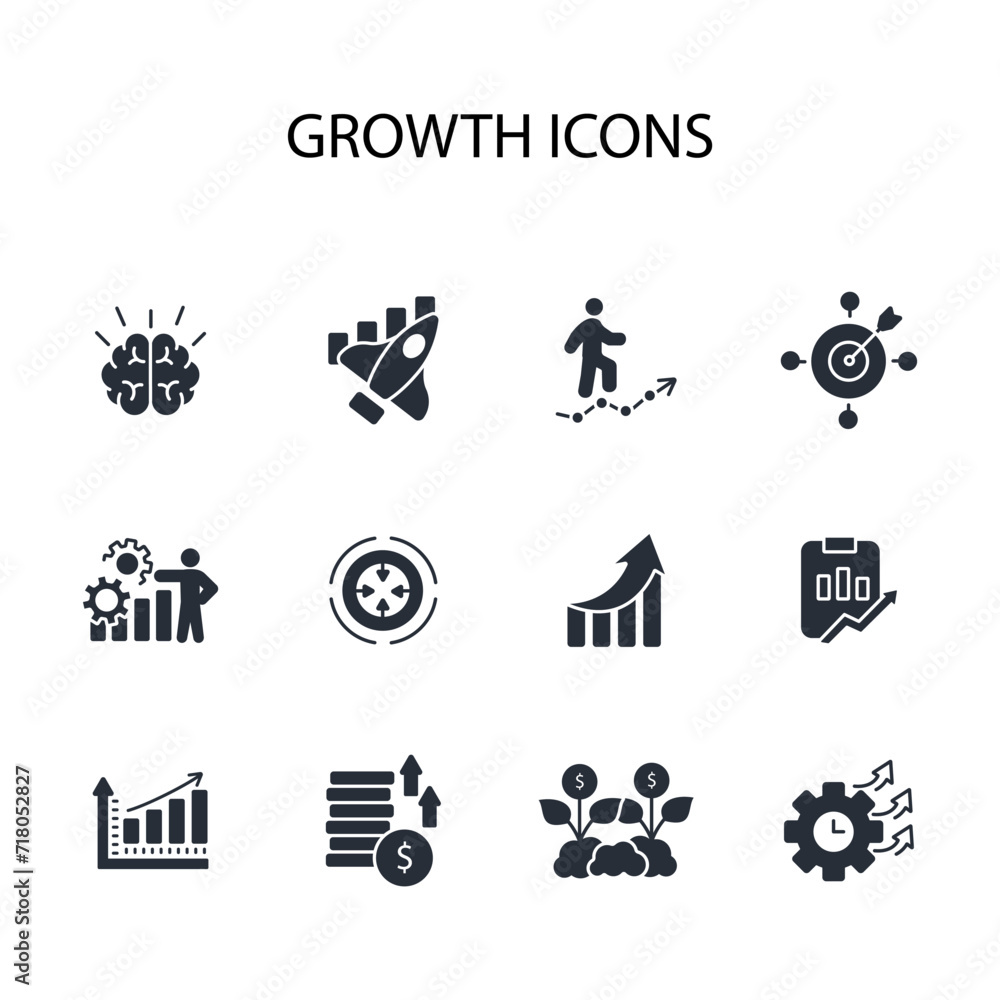 Poster growth icon set.vector.editable stroke.linear style sign for use web design,logo.symbol illustration