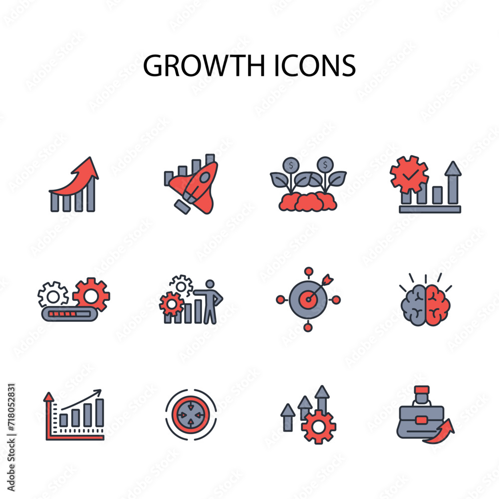 Poster growth icon set.vector.editable stroke.linear style sign for use web design,logo.symbol illustration