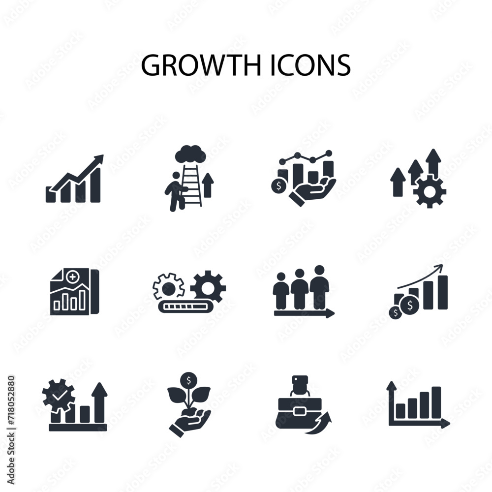 Poster growth icon set.vector.editable stroke.linear style sign for use web design,logo.symbol illustration