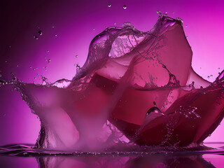 Eis Splash vor einem violettem Hintergrund