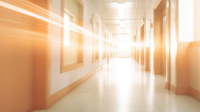 Blur image background of corridor in hospital or clinic