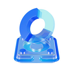 3d information graph standing over circuit board podium.