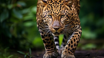 Obraz premium Magnificent close up portrait of an amur leopard in the wild captivating wildlife photography
