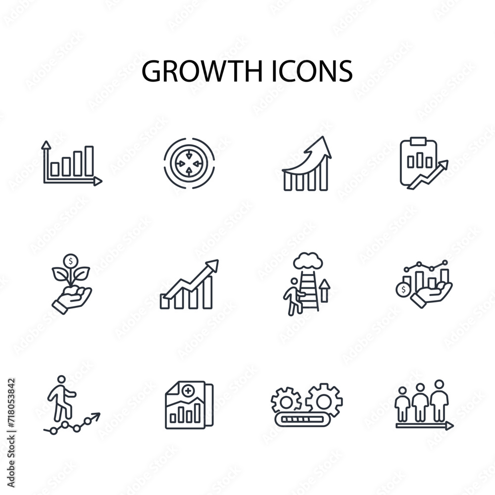 Poster growth icon set.vector.editable stroke.linear style sign for use web design,logo.symbol illustration