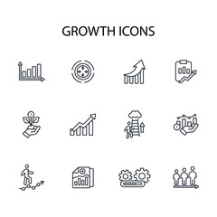Fototapeta na wymiar Growth icon set.vector.Editable stroke.linear style sign for use web design,logo.Symbol illustration.