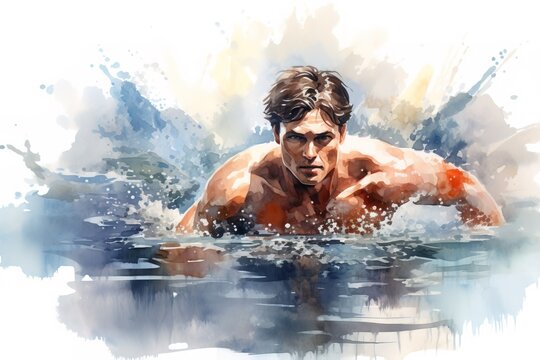 Man in the water. Generation AI