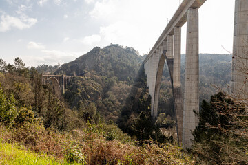 A Ponte Ulla, Spain. The two viaducts of Gundian over the river Ulla