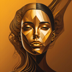 golden abstraktes Gesicht einer Frau
