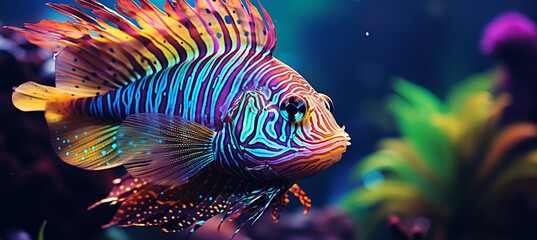 Vibrant tropical fish in a bright aquarium, showcasing vivid colors and intricate scales.