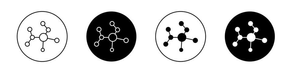 Molecule icon set. Oxygen molecular suturucture in a black filled and outlined style. Dnna Collagen Enzyme sign.