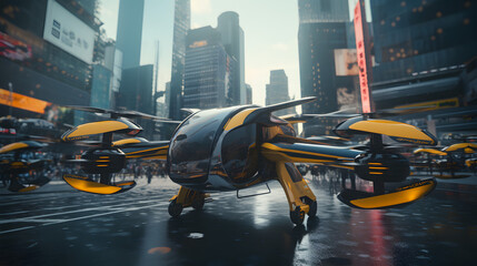 SkySprint: Elevating Urban Travel with Drones as Taxis - obrazy, fototapety, plakaty