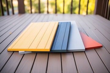 composite decking material samples in various colors