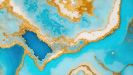 Cyan and Golden marble geode background, Marble Texture Background