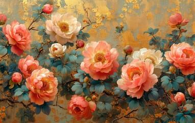Traditional Chinese flowers wallpaper.