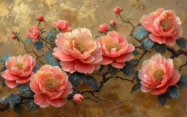 Traditional Chinese flowers wallpaper.