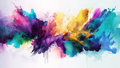 Vivid watercolor splashes merging in dynamic explosion, color background