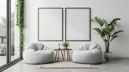 Frame mockup in modern home interior background. Generative Ai