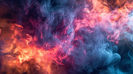 Vibrant Colorful Smoke Against Black Background
