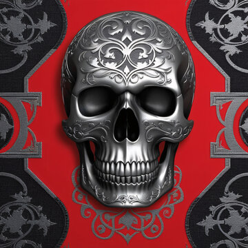 3d cool metal skull image