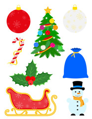 christmas objects set icons stock vector illustration