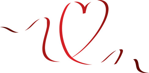 Red heart ribbons shadow. Decoration for love