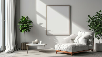 Frame mockup in modern home interior background. Generative Ai