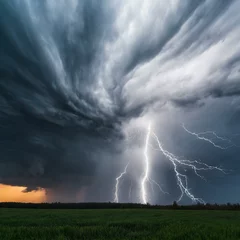 Fotobehang どんよりとした雷雲と雷鳴 © -arucoillustya-