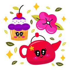 Red Teapot Character Vector