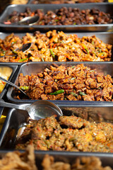 Fried tempeh at street food stall in kuala Lumpur