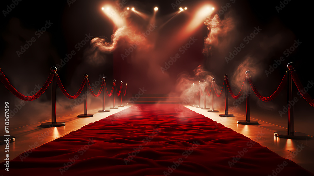 Wall mural luxurious and elegant red carpet staircase, holiday awards ceremony event