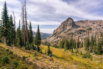 Hiking up a steep slope in the Mount Zirkel Wilderness, Colorado