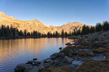 Evening view at Gore Lake in the Eagles Nest Wilderness, Colorado
