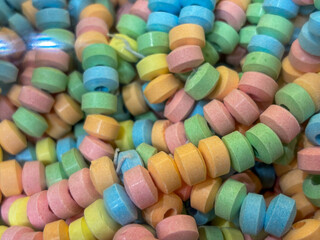 Close up of colorful sugar mints food