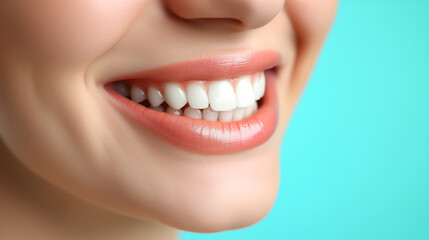 Obraz premium close up of woman smile with healthy teeth