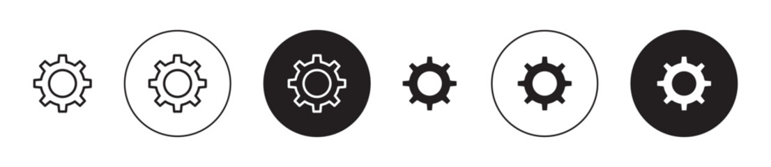 Settings vector illustration set. Cog wheel settings function sign in suitable for apps and websites UI design style.