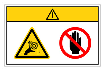 Caution Hand Entanglement Rollers Do Not Touch Symbol Sign, Vector Illustration, Isolate On White Background Label. EPS10