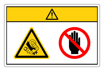 Caution Hand Crush Robot Do Not Touch Symbol Sign, Vector Illustration, Isolate On White Background Label. EPS10