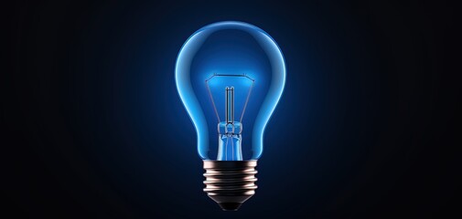 light bulb icon 3d blue color on white background front view, image made with generative ai technology.