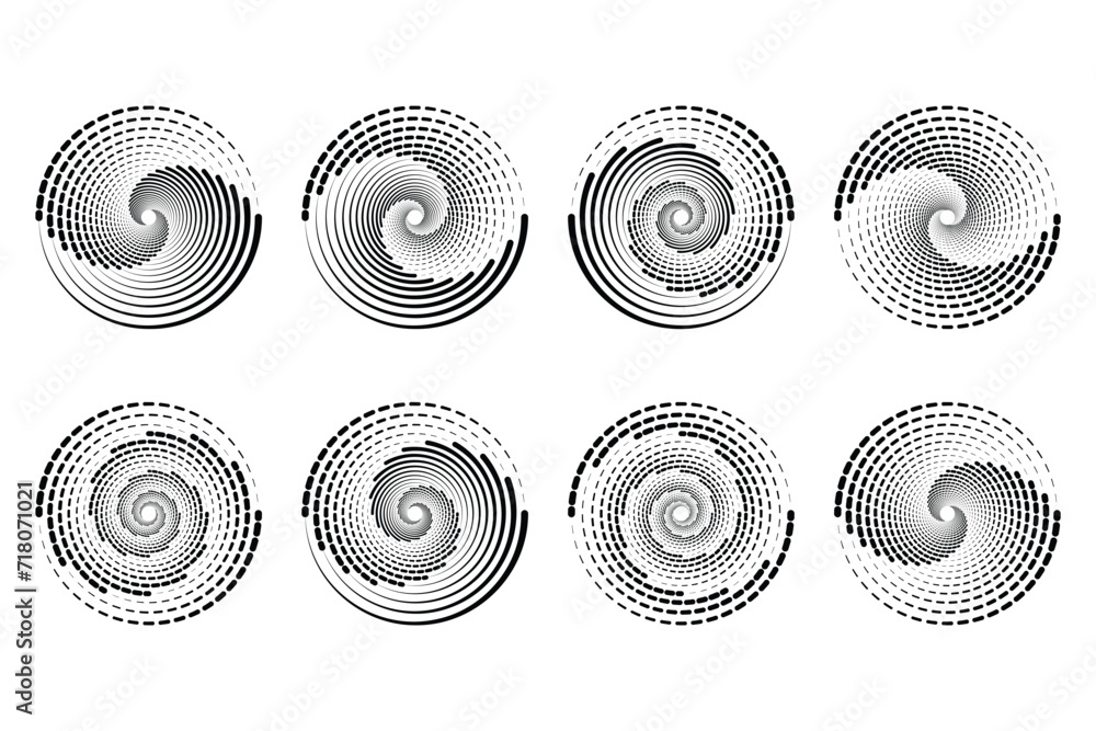 Poster concentric random circles with dynamic lines. vortex circular swirl.