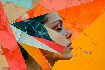 Portrait of person with geometric collage