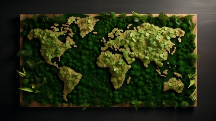 World map composed of green leaf, environment friendly